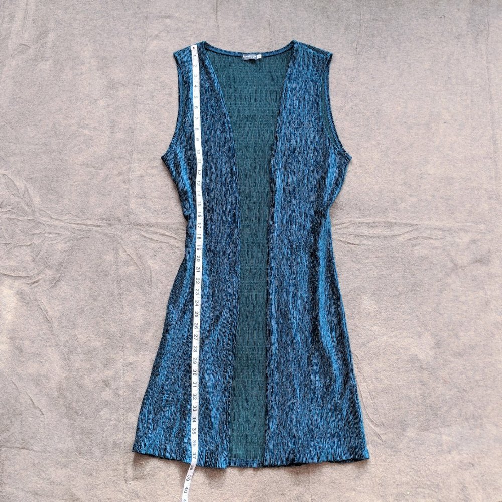 Earthbound Trading Co Teal Velvet Vest Kimono - Picture 6 of 7